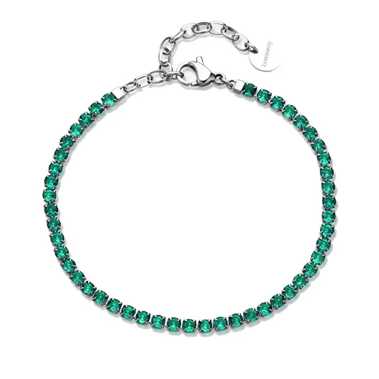 Steel tennis bracelet with green zircons Desideri BEI101