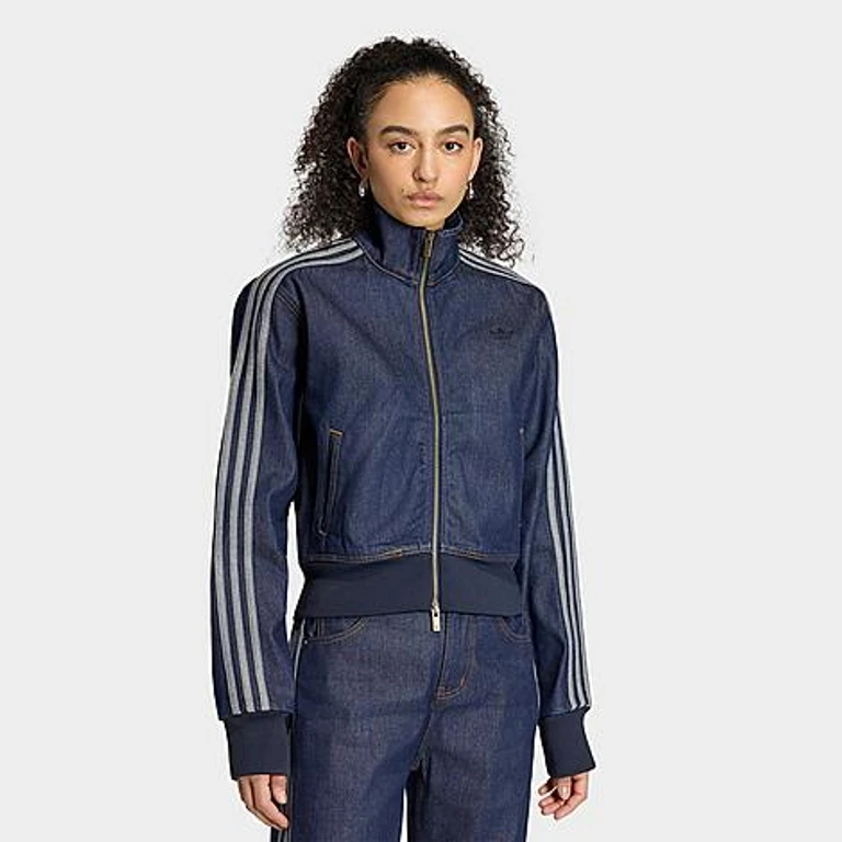 adidas Women's Originals Firebird Denim Track Top in Indigo Denim Size: XS