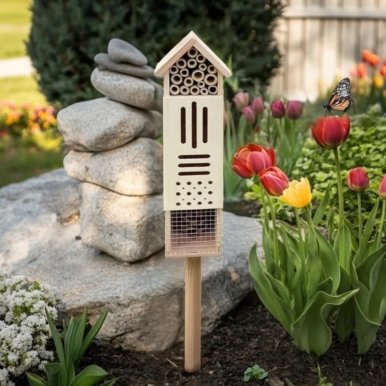 Pollination Palace 5 Compartment Wooden House for Bees, Butterflies, Ladybugs, & Insects