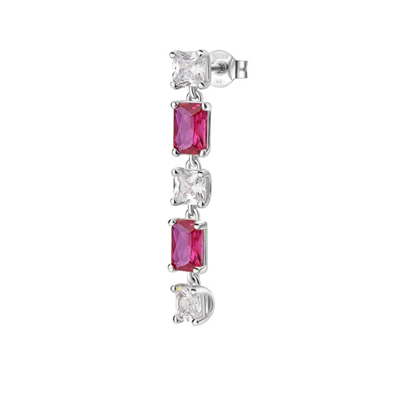 Single Drop Earring in Silver with Fancy Ruby Passion Fpr19