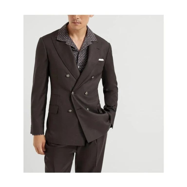 Dark Brown Wool Double-Breasted Blazer