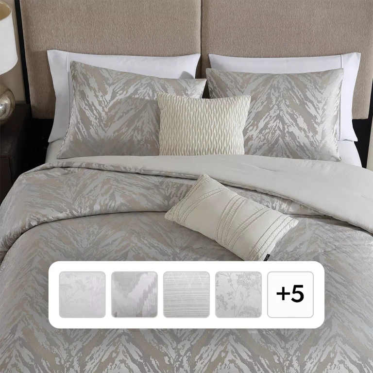 5-Piece Jacquard Comforter Set, Assorted Designs and Sizes:- Taupe, Queen