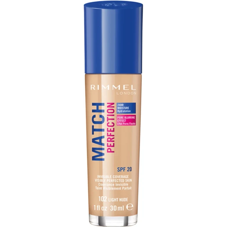 Foundation Rimmel London Match Perfection 24 hours SPF20 102 Light Nude 30 ml