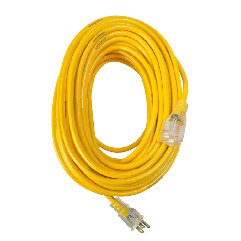 25 ft. 14/3 SJTW Outdoor 15 Amp Contractor Extension Cord with Power Light Plug:- 25 ft, 14 Gauge
