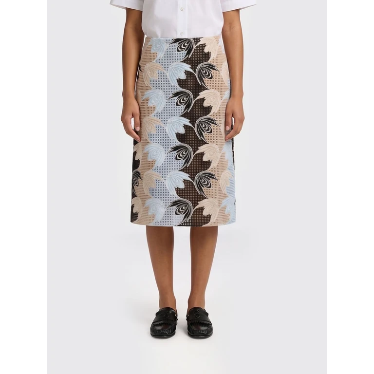 Floral Crochet Cotton Midi Pencil Skirt (GOMA0837V0URS001RIW01)