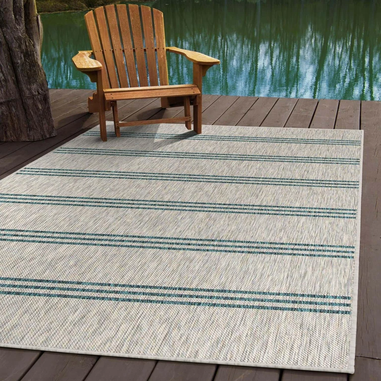 Anguilla Outdoor Rug:- Light Gray, 9' x 12'