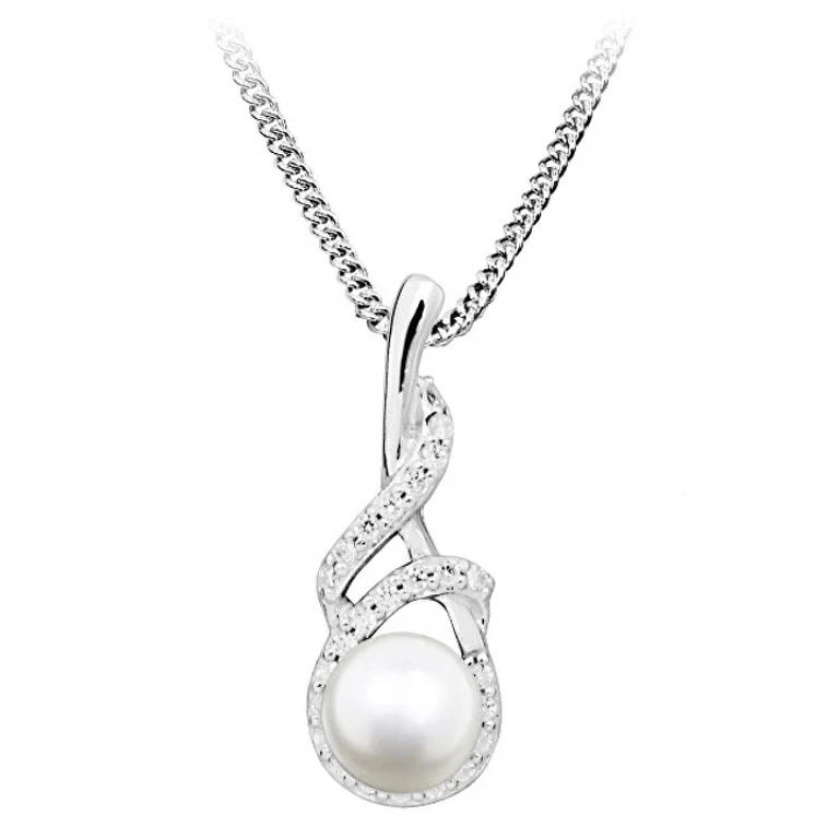 Delicate Necklace with Pearls and Zirconia Sc413