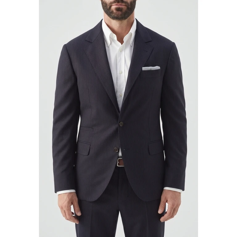 Navy Wool Tailored Blazer