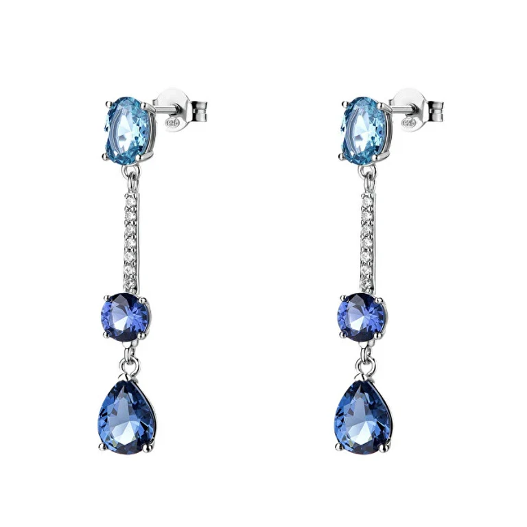 Silver Drop Earrings with Blue Zirconia Freedom Blue Fancy Ffb133