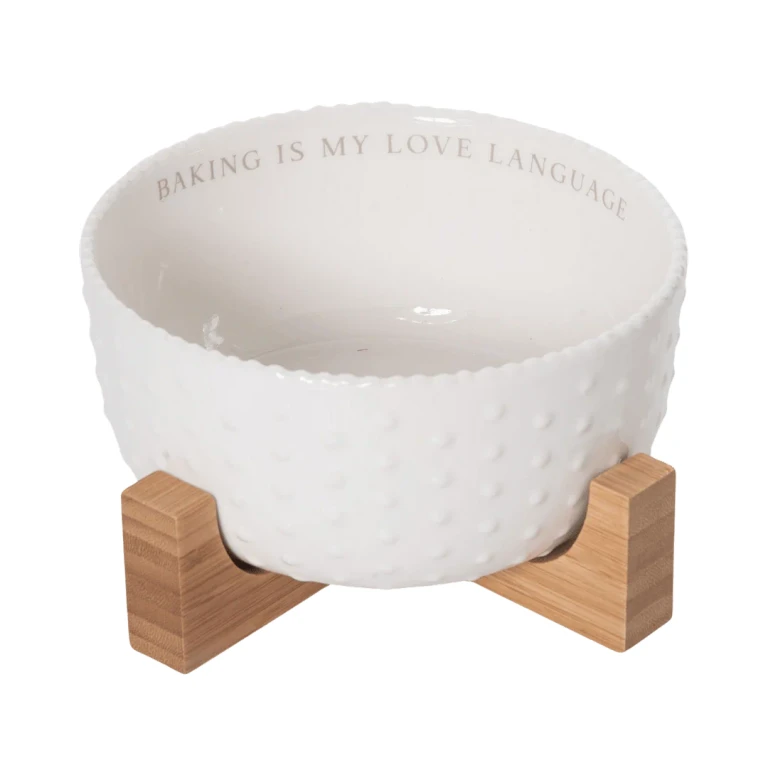 Multicolor Ceramic 6.25 in Everyday Bowl and Bamboo Trivet Set for Spring Serving and Dining