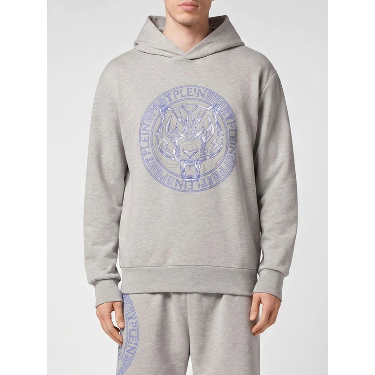 Tiger Cotton Hoodie with Contrasting Logo (PACCMJB3021SJO001N1008)