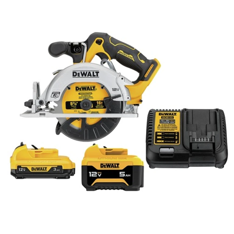 12V MAX XTREME Brushless 5-3/8 in. Cordless Circular Saw with 2-Piece Lithium-Ion Batteries and Charger Starter Kit Bundle (3 Ah/5 Ah)