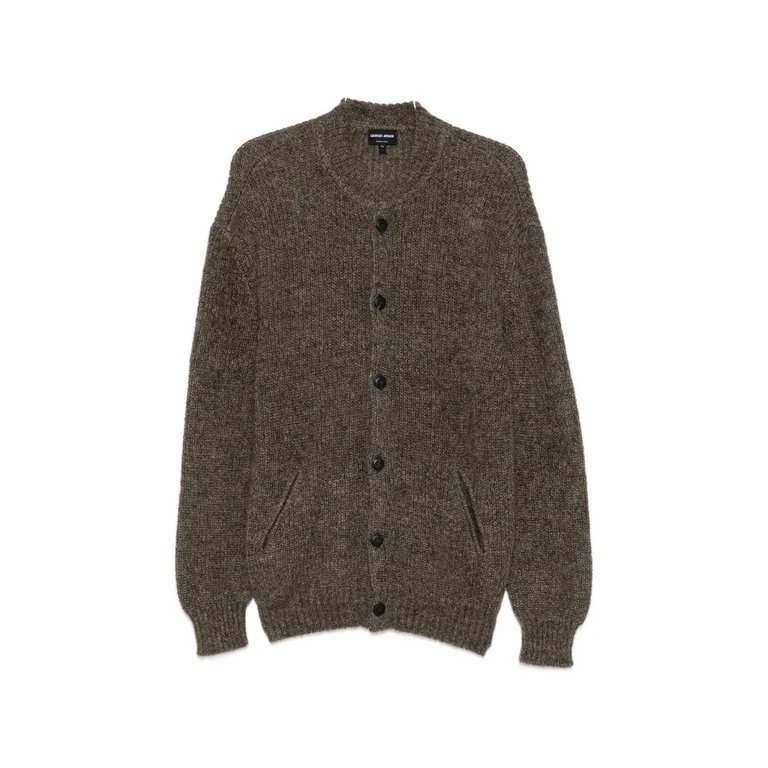 Button-up Rib-trimmed Cardigan