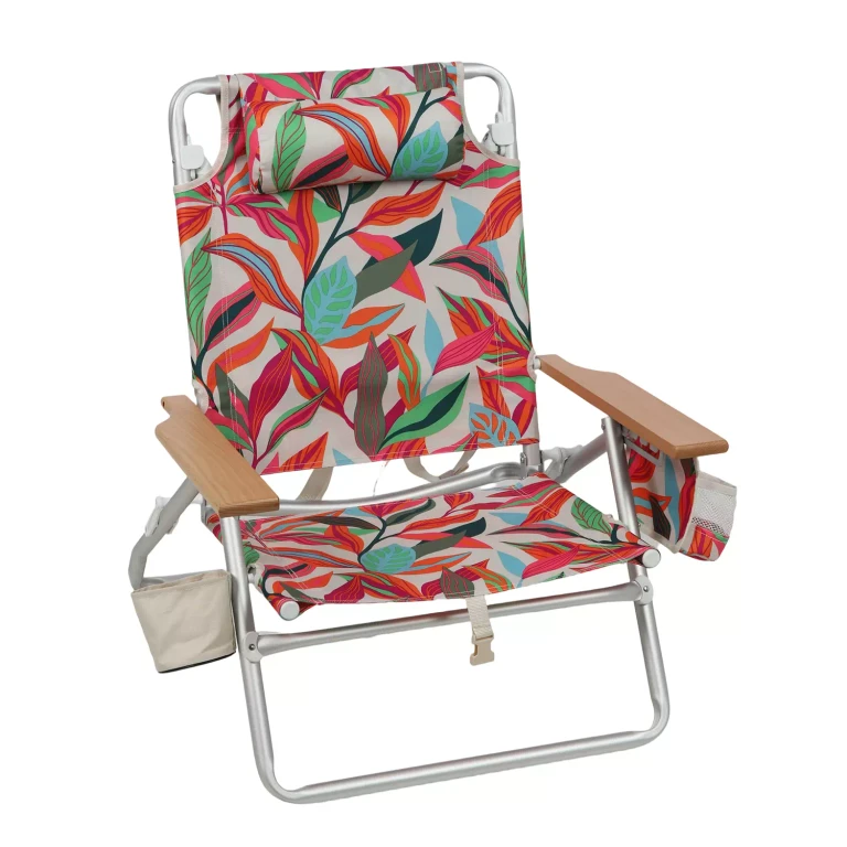 Beach Chair with Wooden Armrest Tropical:- Tropical