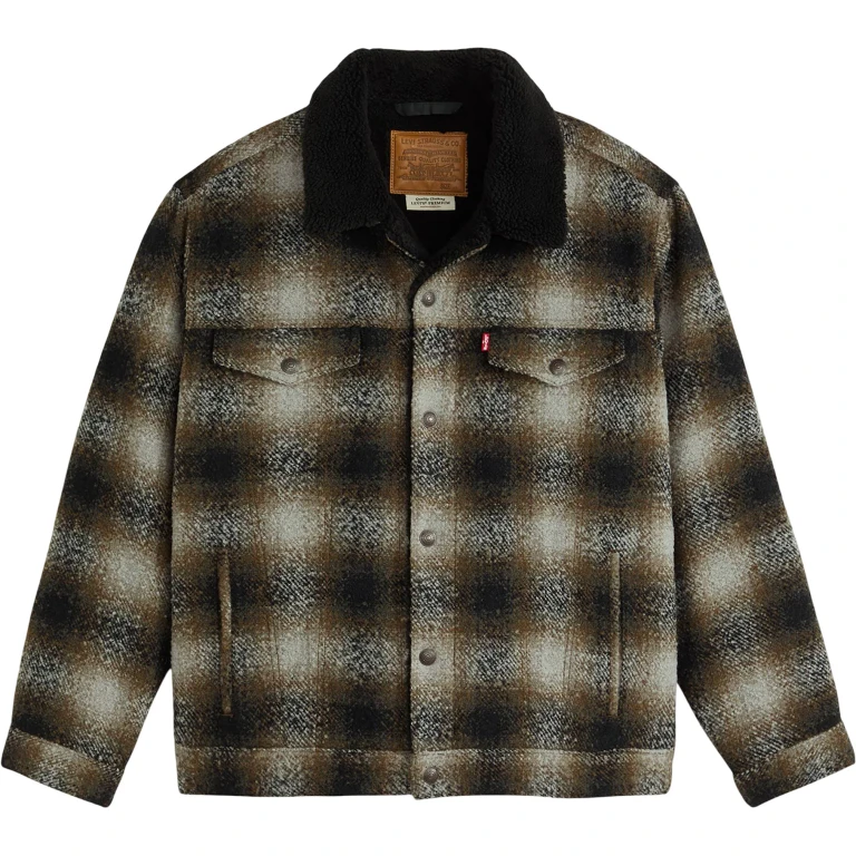 Relaxed Fit Plaid Trucker Jacket - Men's