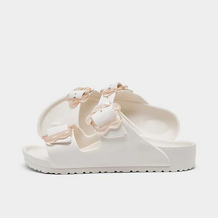 Birkenstock Girls' Little Kids Arizona EVA Flower Sandals in Eggshell Size: 29