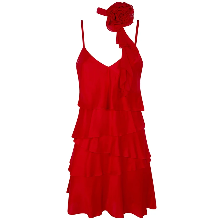 Satin Dress With Rouges