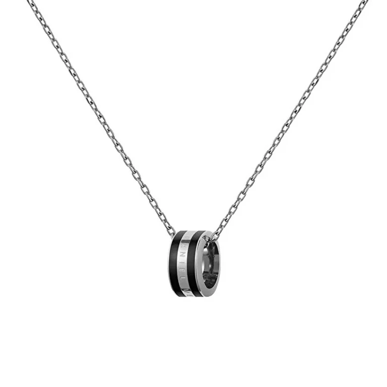 Elegant steel necklace with round pendant Emalie DW00400307