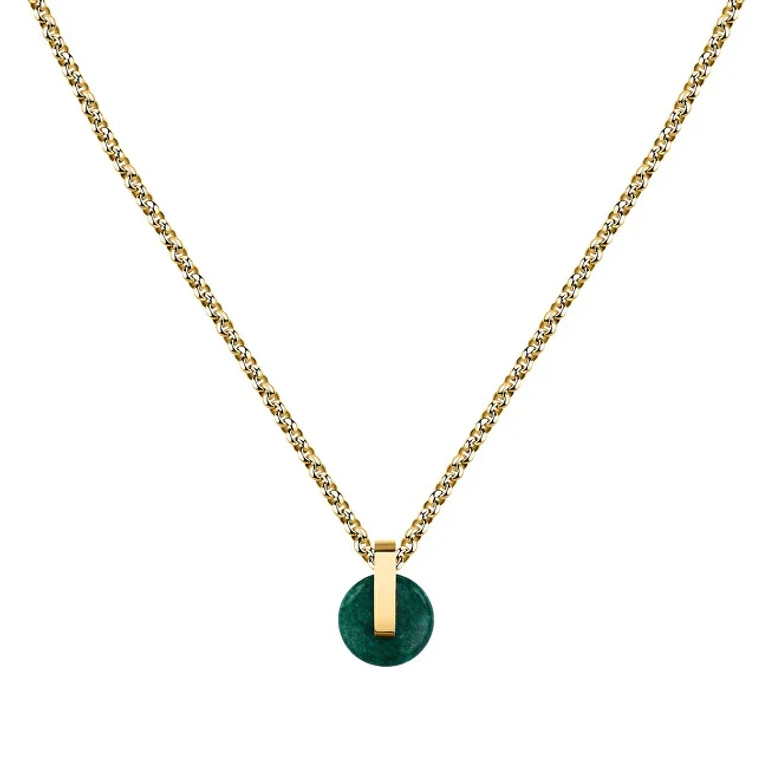 Women's Necklace Gold-Plated with Agate T-Round Tjayf03