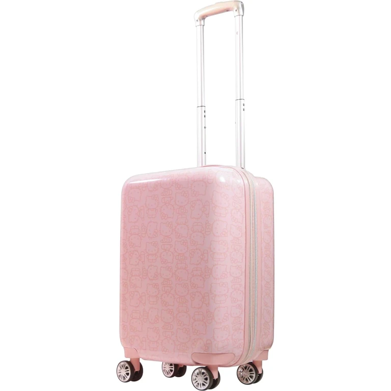 Hello Kitty 21 Inch Rolling Luggage, Hardshell Carry On Suitcase with Spinner Wheels - Pink:- Pink