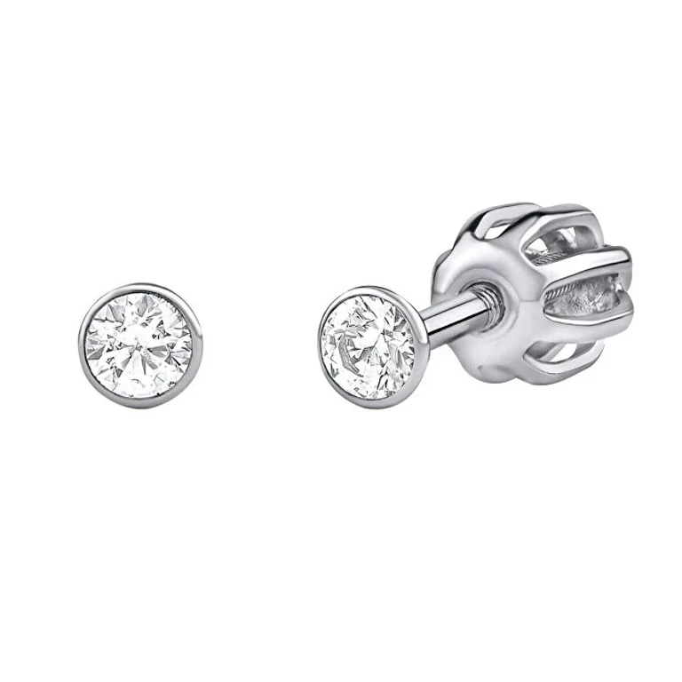 Silver Stud Earrings With Swarovski Zirconia 2.5 Mm Silvego706025W (Screw Back)