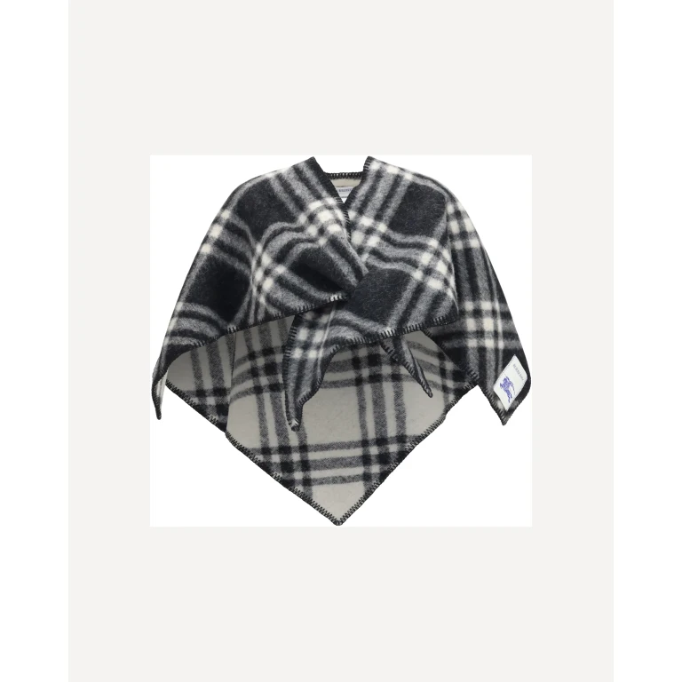 Short wool Check Poncho Female UNI