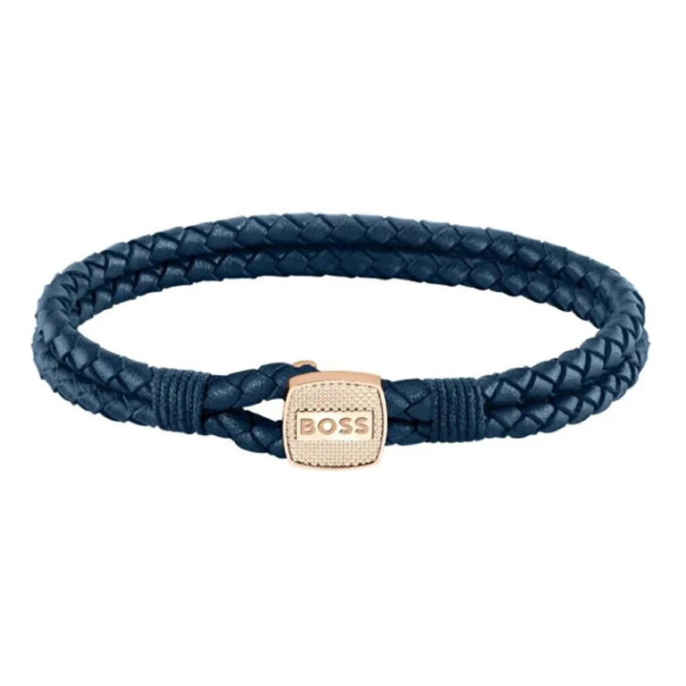 Blue Woven Leather Bracelet Seal 1580668 - Length: 17.5 Cm