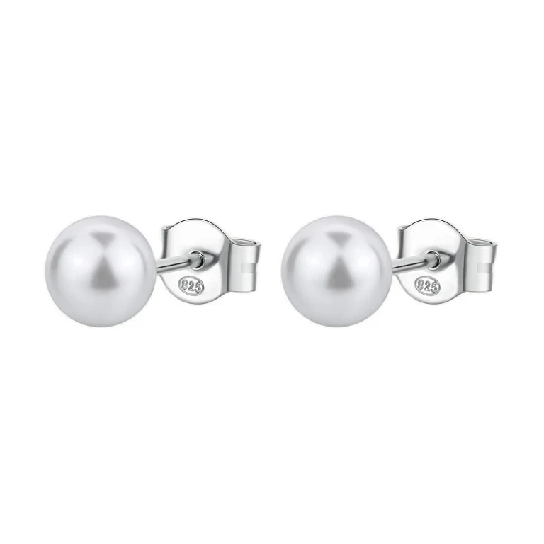 Fancy Infinite White Artificial Pearl Silver Earrings FIW142