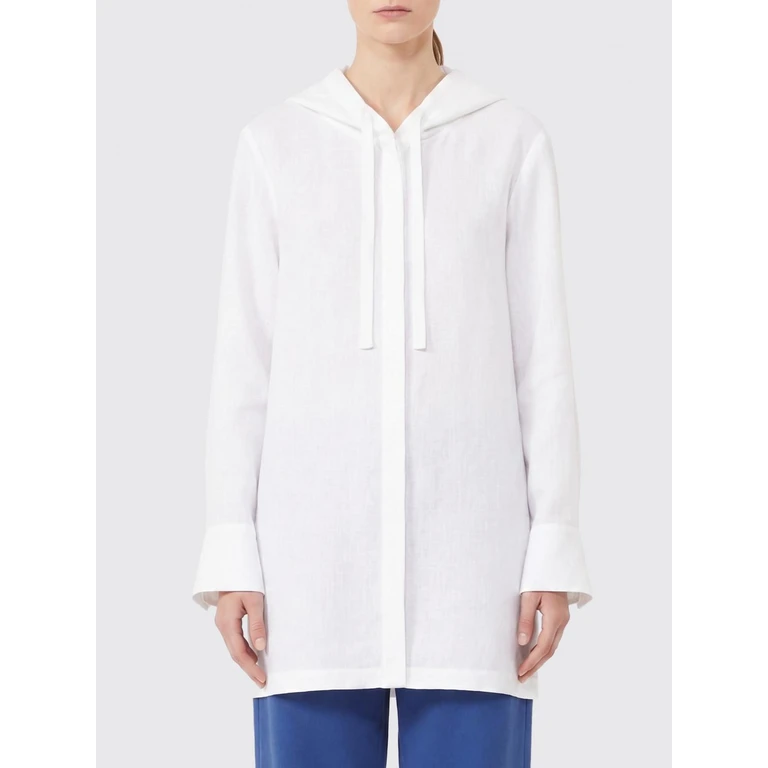 Pure Linen Hooded Blouse with Drawstring (2619191023600006)