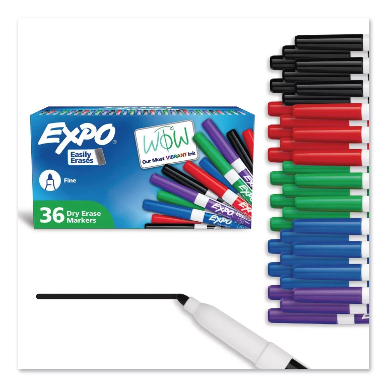 Low Odor Dry Erase Markers, Fine Tip - Office Pack, Assorted Colors, 36/Pack
