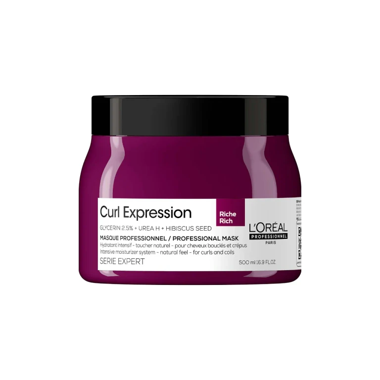 L'Oreal Professionnel Serie Expert Curl Expression Rich Hair Treatment Cream with 2.5% Glycerin + Urea H + Hibiscus Seeds Intense Moisturizing Mask 50