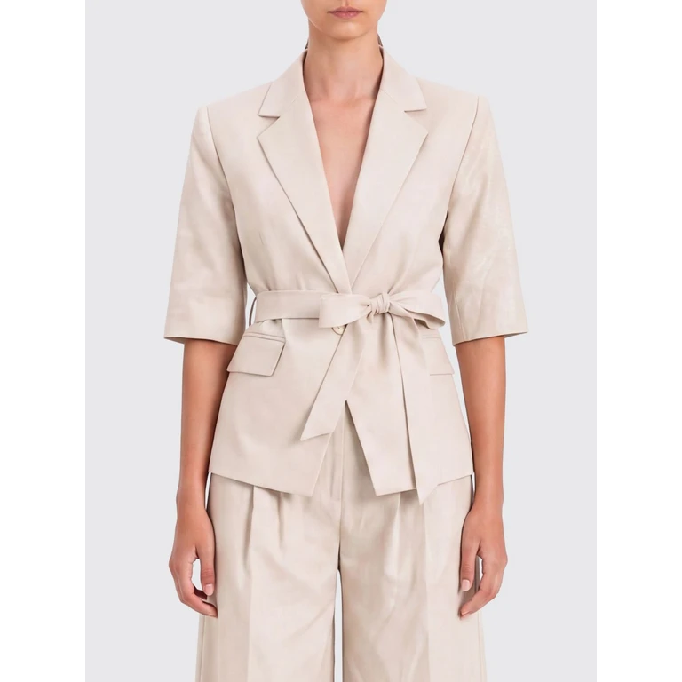 Robe-Style Blazer in a Linen-Cotton Blend with a Waist Belt (261AT207013460)