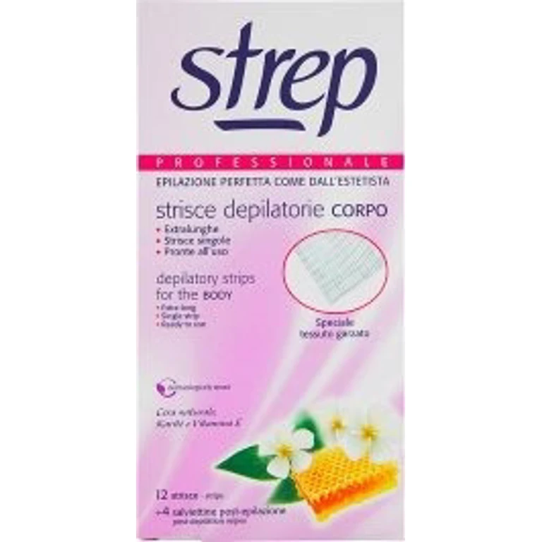Professional Body Wax Strips 12 Strips + 4 Post-Epilation Wipes