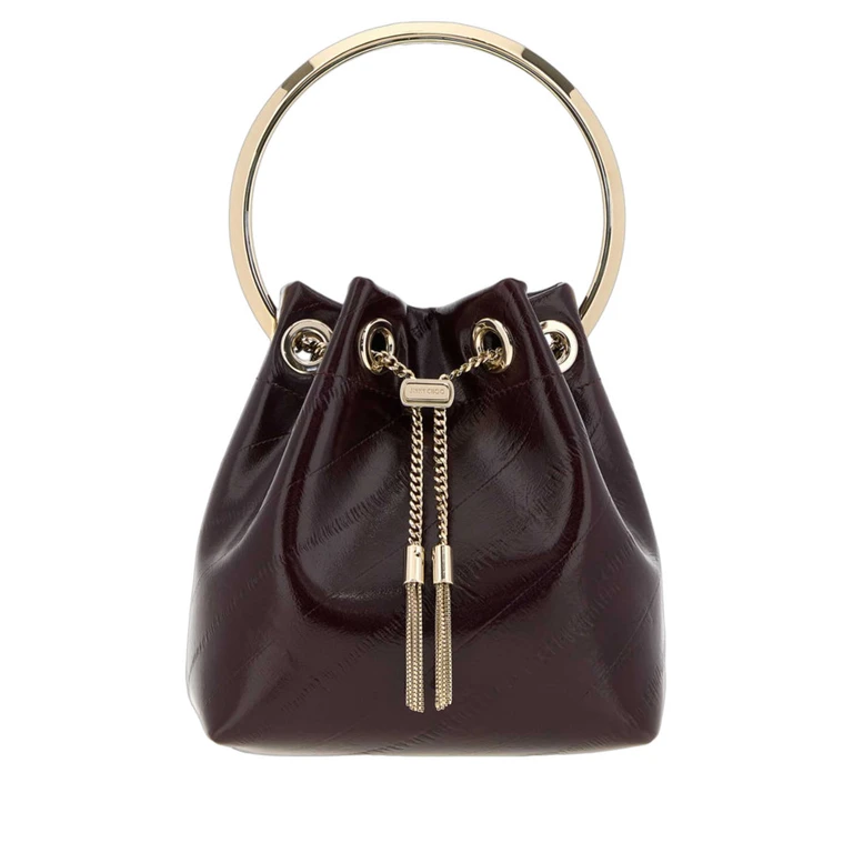 Aubergine Leather Bon Bucket Bag Barololightgold Borse A Mano