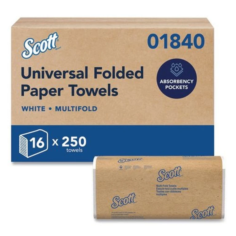 01840 9.2 in. x 9.4 in. 1-Ply Essential Multi-Fold Towels with Absorbency Pockets - White (4000/Carton)