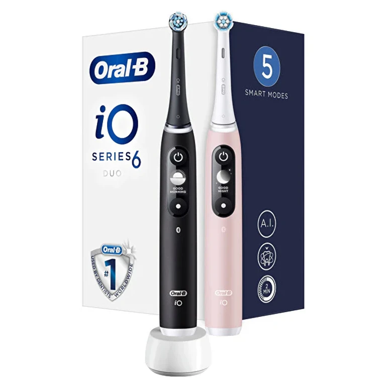 Electric Toothbrush Io6 Series Duo Pack Black / Sand Pink Extra Handle 2 Pieces