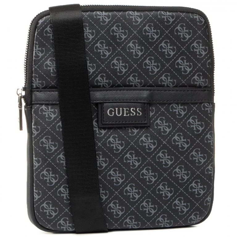 , Dan, Flat Top Zip, Fabric Shoulder Bag, Black, Men's