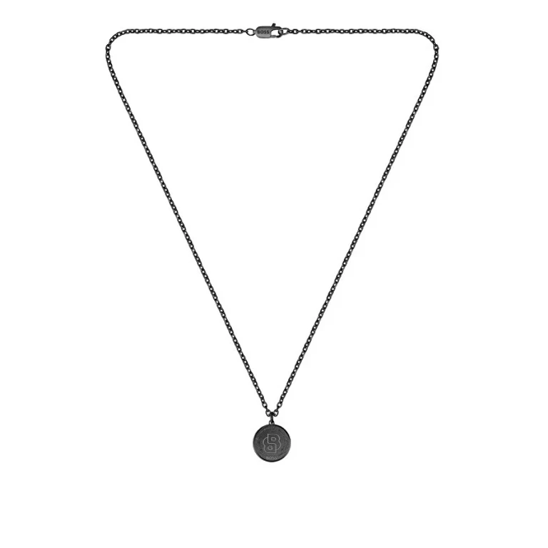 Men's Necklace in Black Steel Double B 1580762