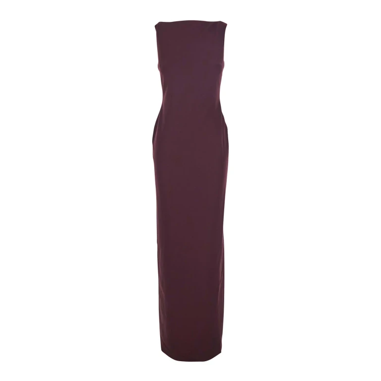 Bordeaux Long Dress With Square Neckline