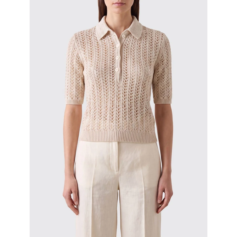 Slim Fit Knit Polo Shirt in Cotton and Linen Blend (M81MAGM14MAG0K03600)