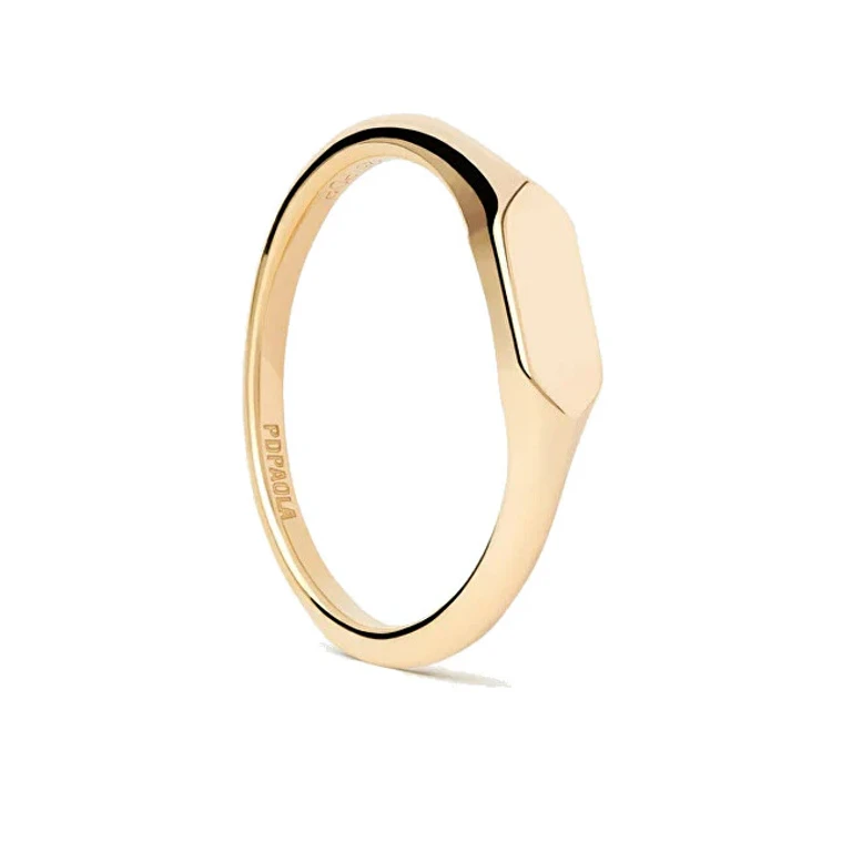 Minimalist Gold-Plated Hexagon Ring Mini An01-C47 - Size: 52 Mm