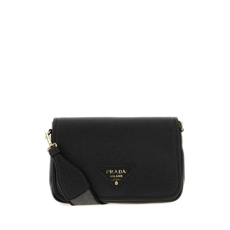 Black Leather Crossbody Bag Nero 1 + Oro Borse A Tracolla