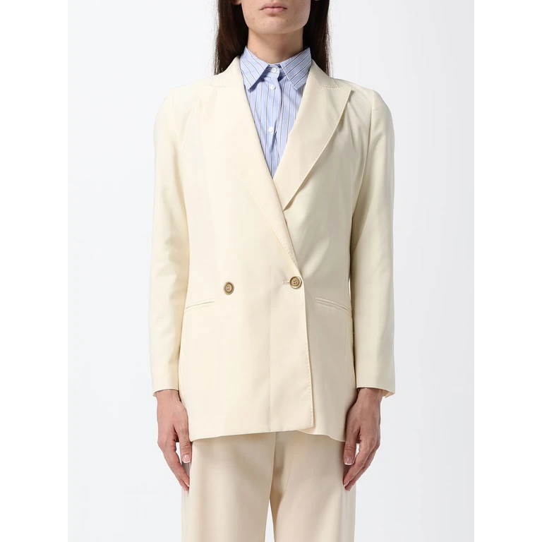 Double-Breasted Pure Wool Blazer with Peak Lapels (2621046031600001)