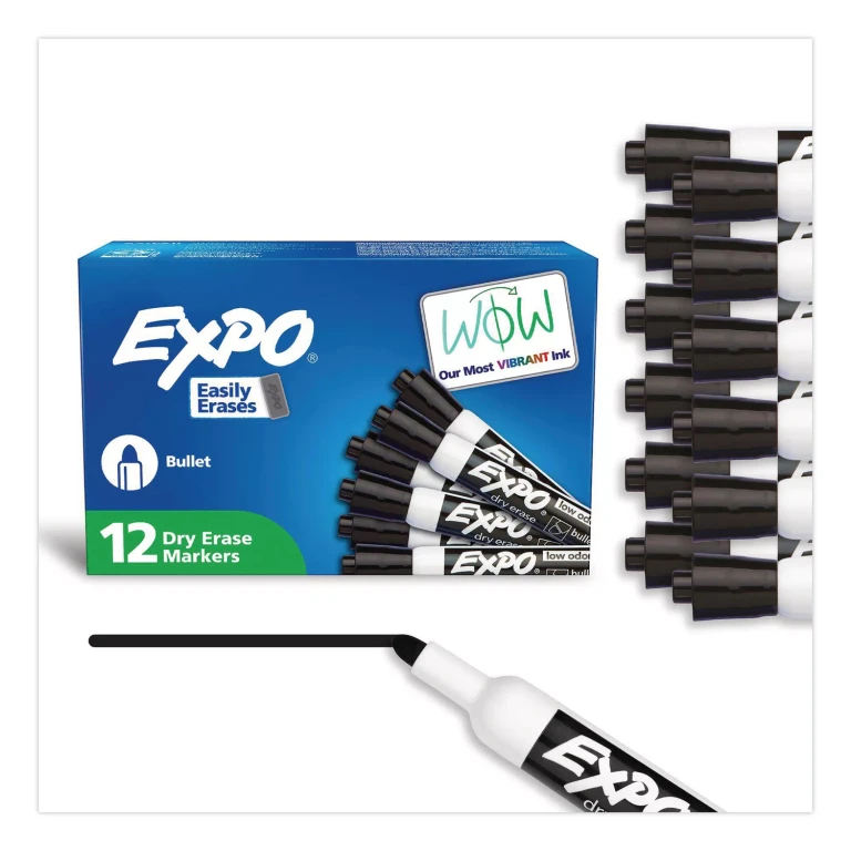 Low Odor Dry Erase Markers, Black Bullet Tip, 12 ct.
