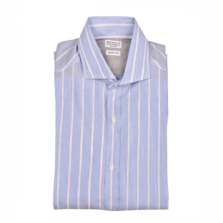 Light Blue Striped Linen Blend Shirt
