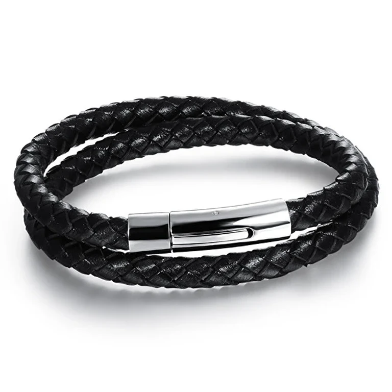 Double Black Leather Bracelet