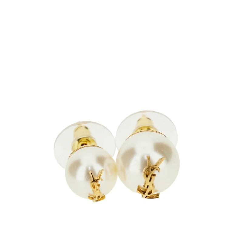 Asymmetrical pearls earrings with logo Woman One Size