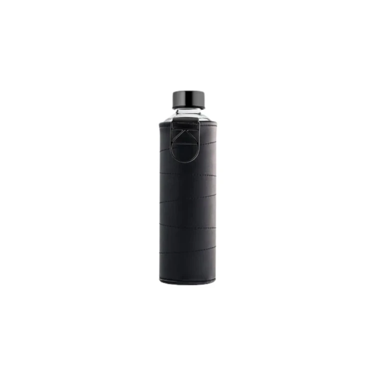 Mismatch Glass Water Bottle + Leatherette Wrap, Graphite, 750 ml