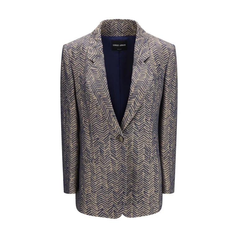 Single-Breasted Jacket Chevron Jacquard - Medieval Blue