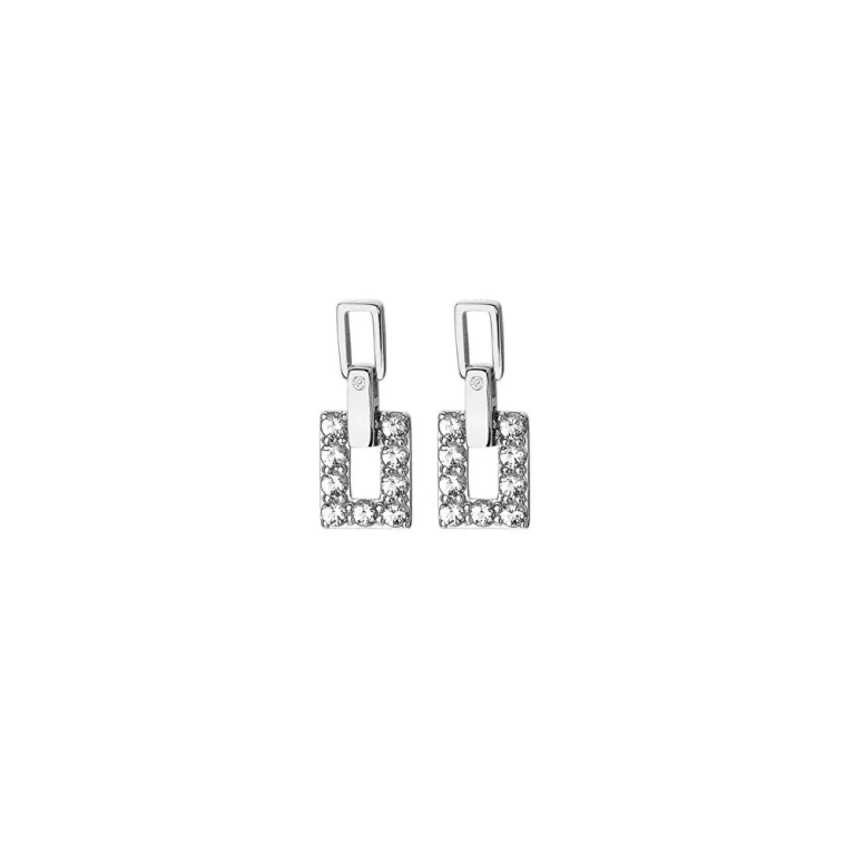 Modern Silver Earrings With Diamonds And Topaz Echo De716